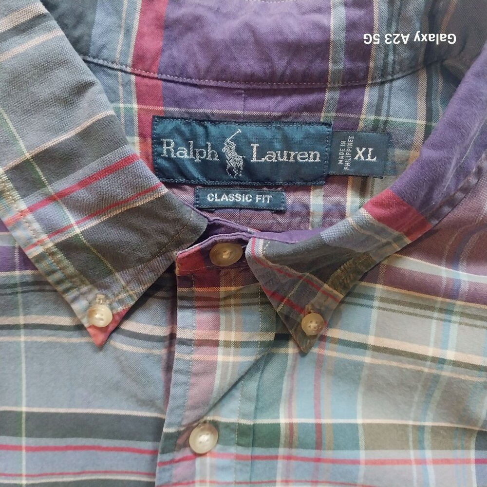 Ralph Lauren Mens Plaid Classic Fit Long Sleeve Shirt XL Preppy Classic - Picture 3 of 7